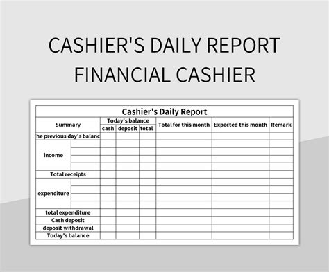 cashier daily spreadsheet